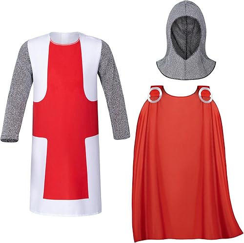 Miniatura 4 de KAIPUTE Disfraz de caballero medieval para niños, juego de rol, fiesta, cosplay, 3-12 años