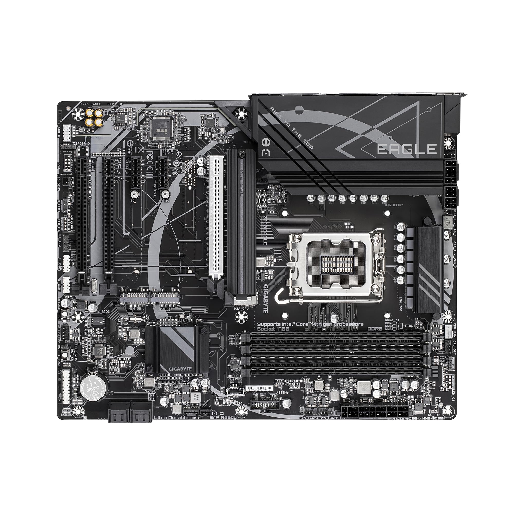 Carte Mère GIGABYTE Z790 Eagle – Support Intel Core 14e Génération, VRM 12+1+1 Phases, DDR5 7600MHz (OC), 3 Slots M.2 PCIe 4.0, LAN 2.5GbE