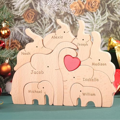 Miniatura 4 de Rompecabezas de madera de elefante personalizable, pieza decorativa de roble para decoración del hogar y miembro reflexivo, 3