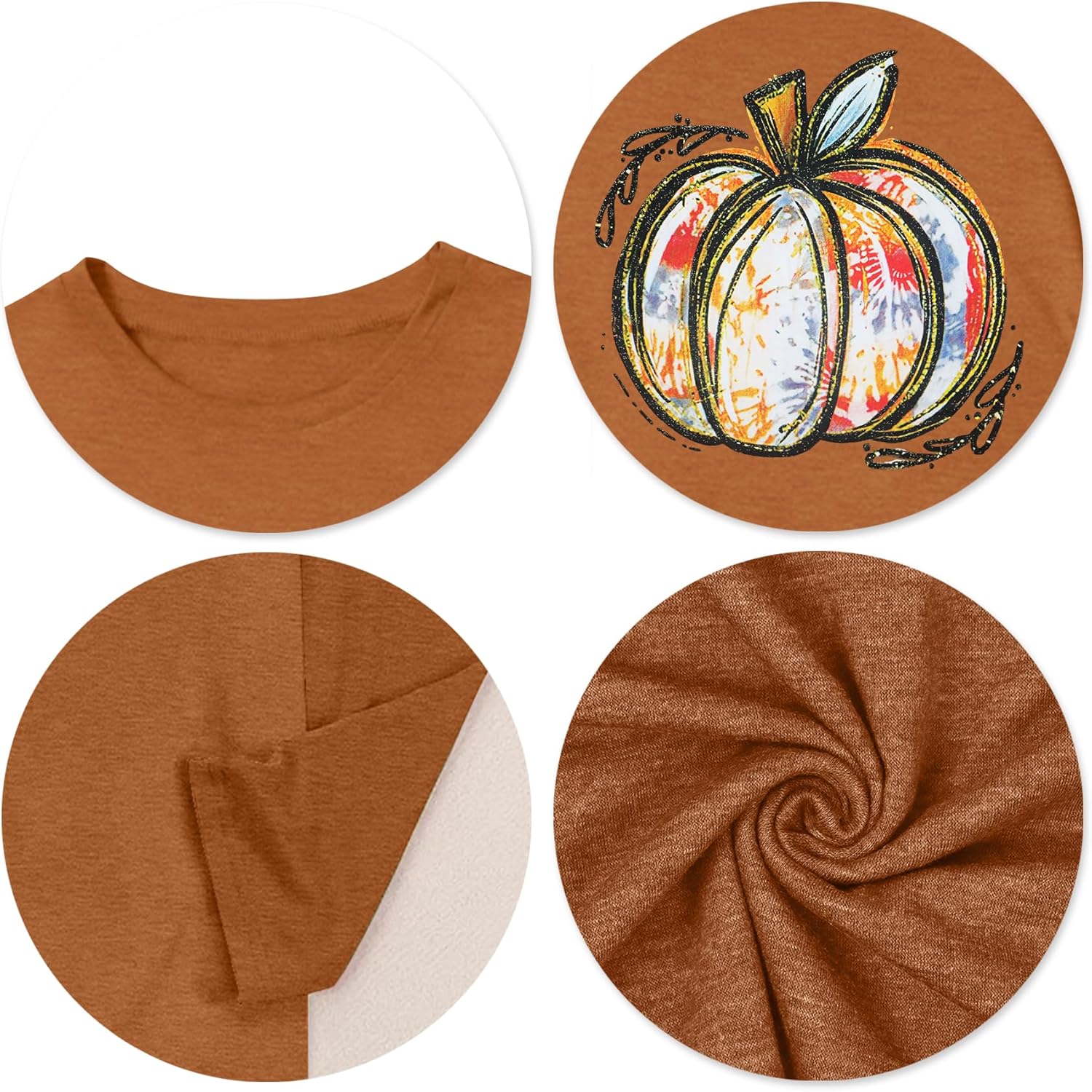 Womens Halloween Shirt: Fall Pumpkin T-Shirt Thanksgiving Gift Shirts Casual Long Sleeve Tee Tops - Image 5