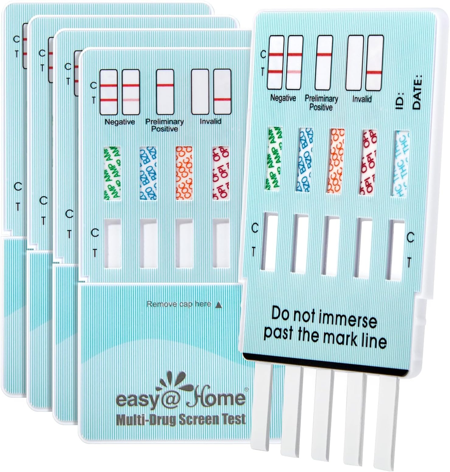 Easy@Home 5 Panel Urine Drug Test Kit [5 Pack] - THC/Marijuana, Cocaine, OPI/Opiates, AMP, BZO All Drugs Testing Strips in One Kit - at Home Use Screening Test with Results in 5 Mins #EDOAP-754