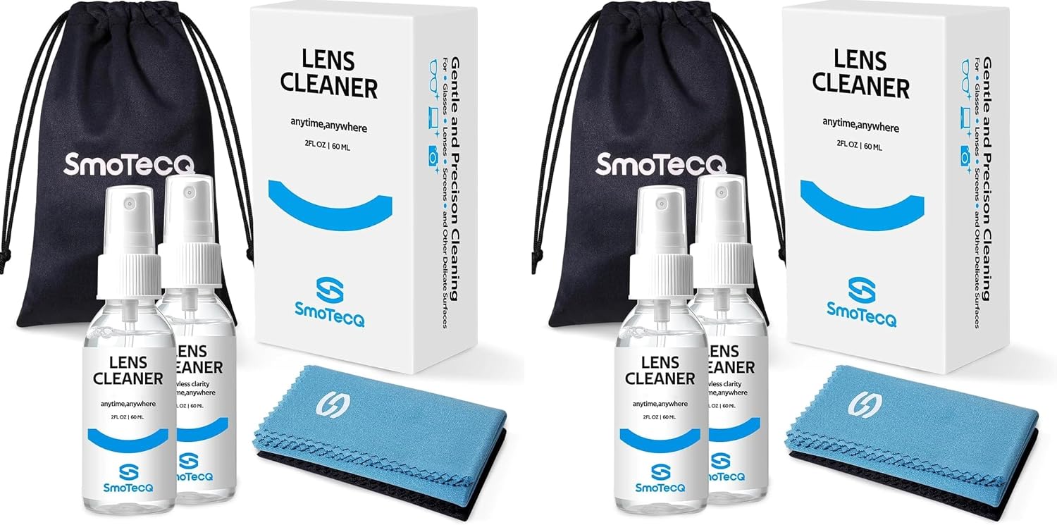  Glasses Cleaner Kit – Alcohol-Free, Plant-Based Spray + Ultra-Soft Microfiber Cloths for Eyeglasses, Screens & Cameras – 2 x 2oz Spray Bottles + 2 Cloths + Travel Pouch Set thumbnail