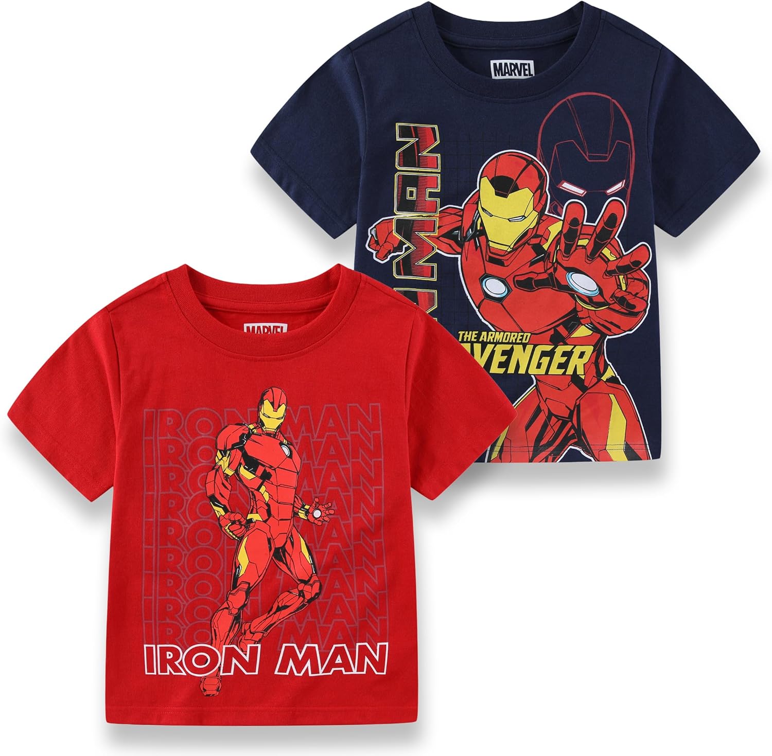 Marvel Avengers Iron Man Boys Short Sleeve T-Shirt 2 Pack for Toddler and Big Kids