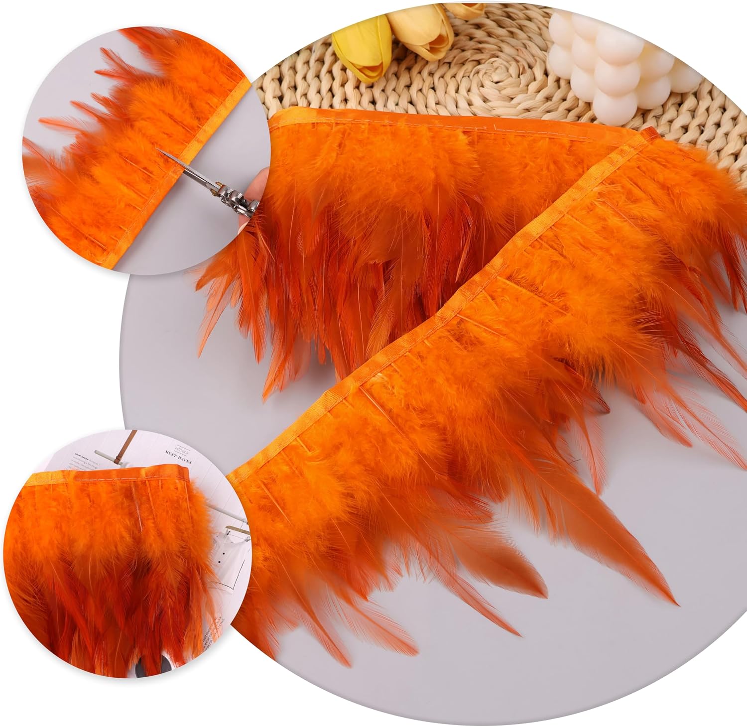 Orange Feathers Fringe Trim for Costumes, Cosplay & Craft Supplies (AIETSYEI)
