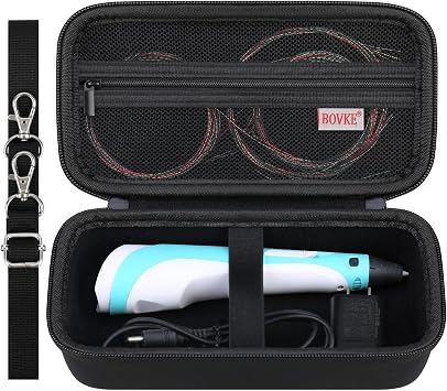 BOVKE Hard Carrying Case for SCRIB3D P1 3D Printing Pen, SCRIB3D P1 3D Printing Pen Travel Case, Mesh Pocket for 3D Pen refills, Printing Filament, Stencil Book, Cable Accessories, Black Box Only