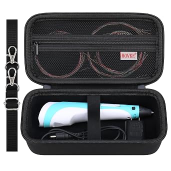 BOVKE Hard Carrying Case for SCRIB3D P1 3D Printing Pen, SCRIB3D P1 3D Printing Pen Travel Case, Mesh Pocket for 3D Pen Refills, Printing Filament, Stencil Book, Cable Accessories, Black Box Only
