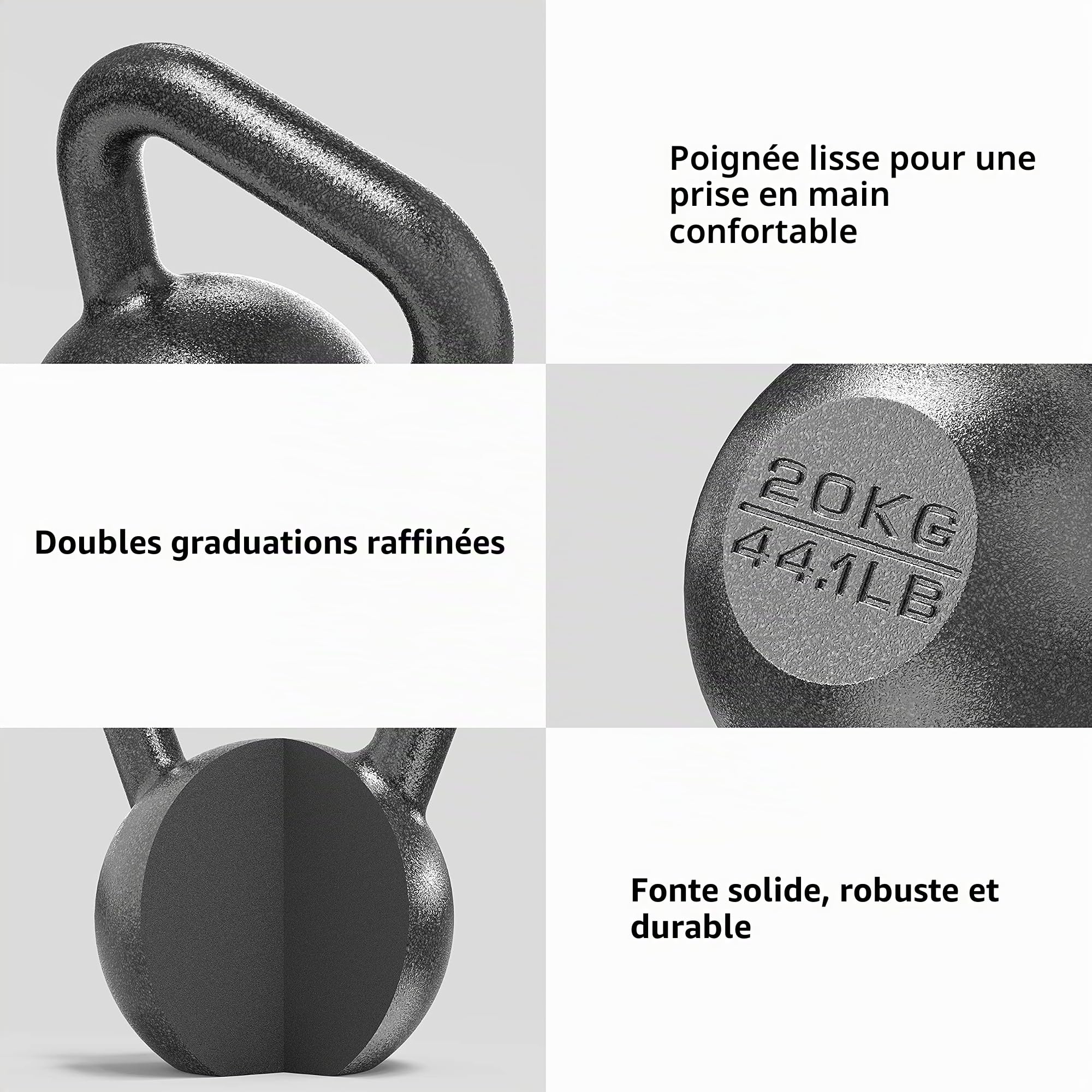 PROIRON Casting en Fonte Kettlebell Poids pour Home Gym Fitness et Musculation 20kg