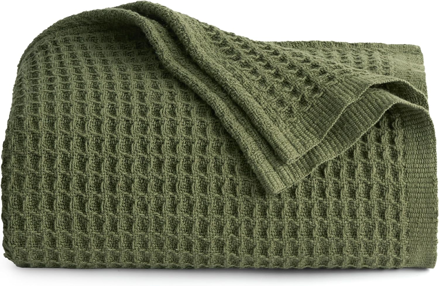 Bedsure 100% Cotton Large Throw Blanket for Couch 50x70 inches - Breathable and Soft, Waffle Weave Throw Blanket for Office, Olive Green Bedsure 100% Cotton Large Throw Blanket for Couch 50x70 inches - Breathable and Soft, Waffle Weave Throw Blanket for Office, Olive Green