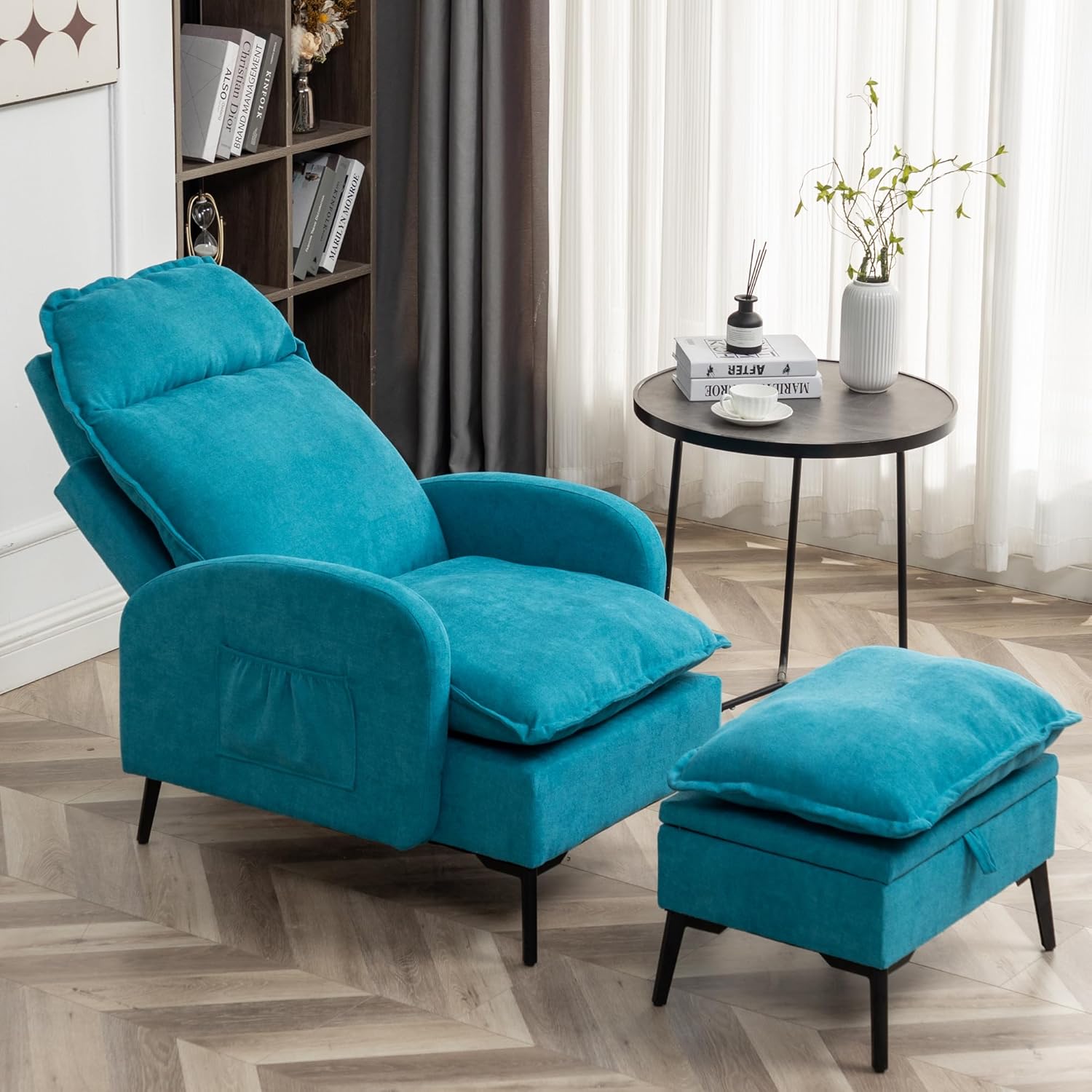 Amazon.com: HOMYKA Accent Chair with Ottoman, High Back Armchair and ...