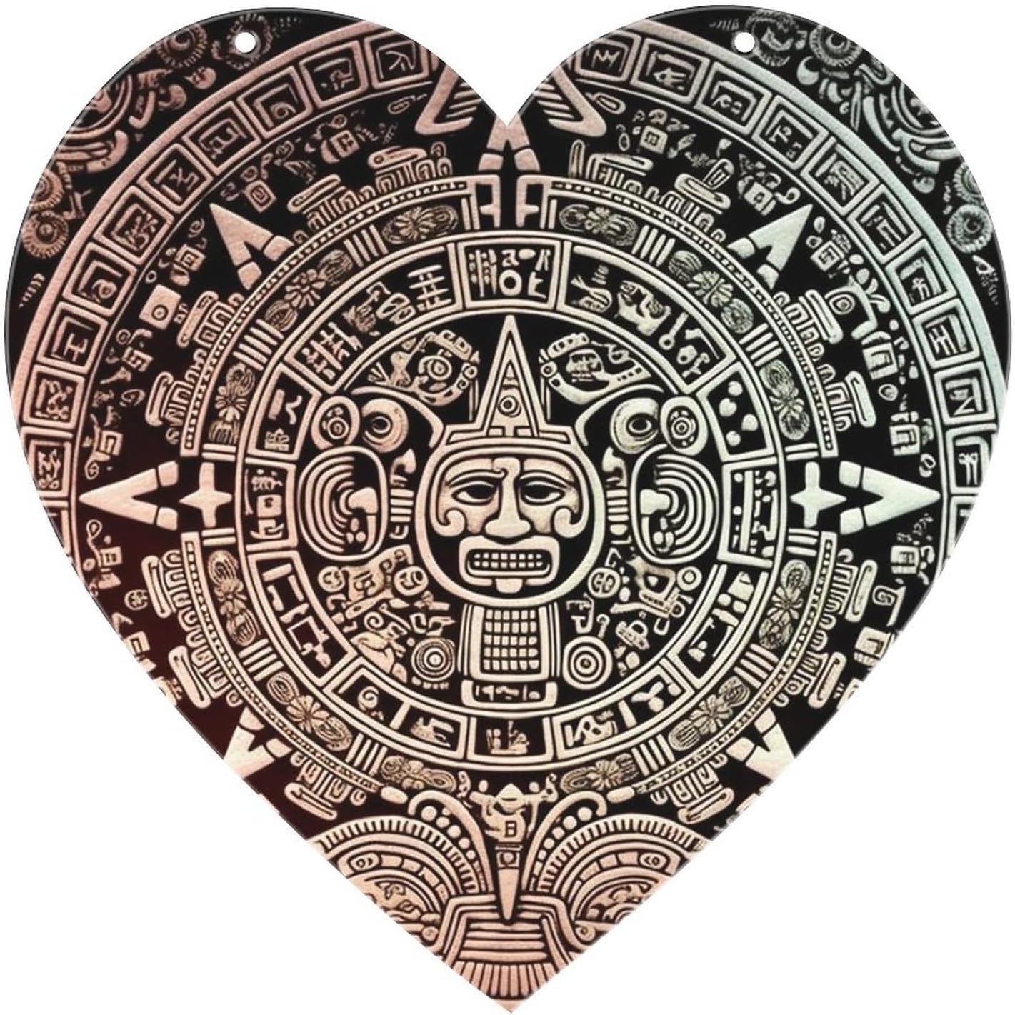 Heart Acrylic Ornaments for Home Decor, Personalized Hanging Mayan Calendar End of The World Pendant with Hole, Lightweight Picture Ornaments for Party, Holiday, Wall Art Ideal, 8×8in