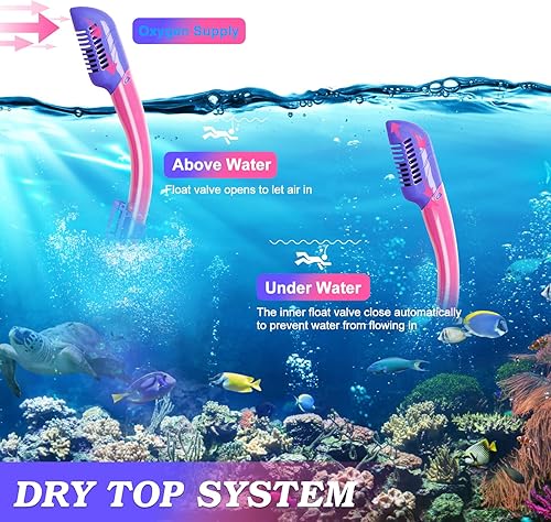 Miniatura 5 de Snorkeling Gear for Kids Ages 5-15, 4 in 1 Mask Fins Snorkel Set with HD Tempered Glass Panoramic View Anti-Fog Mask, Dry Top Snorkel, Adjustable