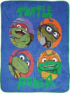 Jay Franco Nickelodeon Teenage Mutant Ninja Turtles Turtle Power Plush Throw Blanket - Measures 46 x 60 - Super Soft Fleece Kids Bedding