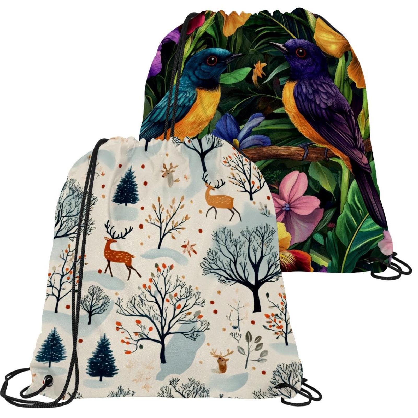 Sac d'hiver imperméable Lot de 2 sacs pliables avec cordon de serrage taille unique multicolore