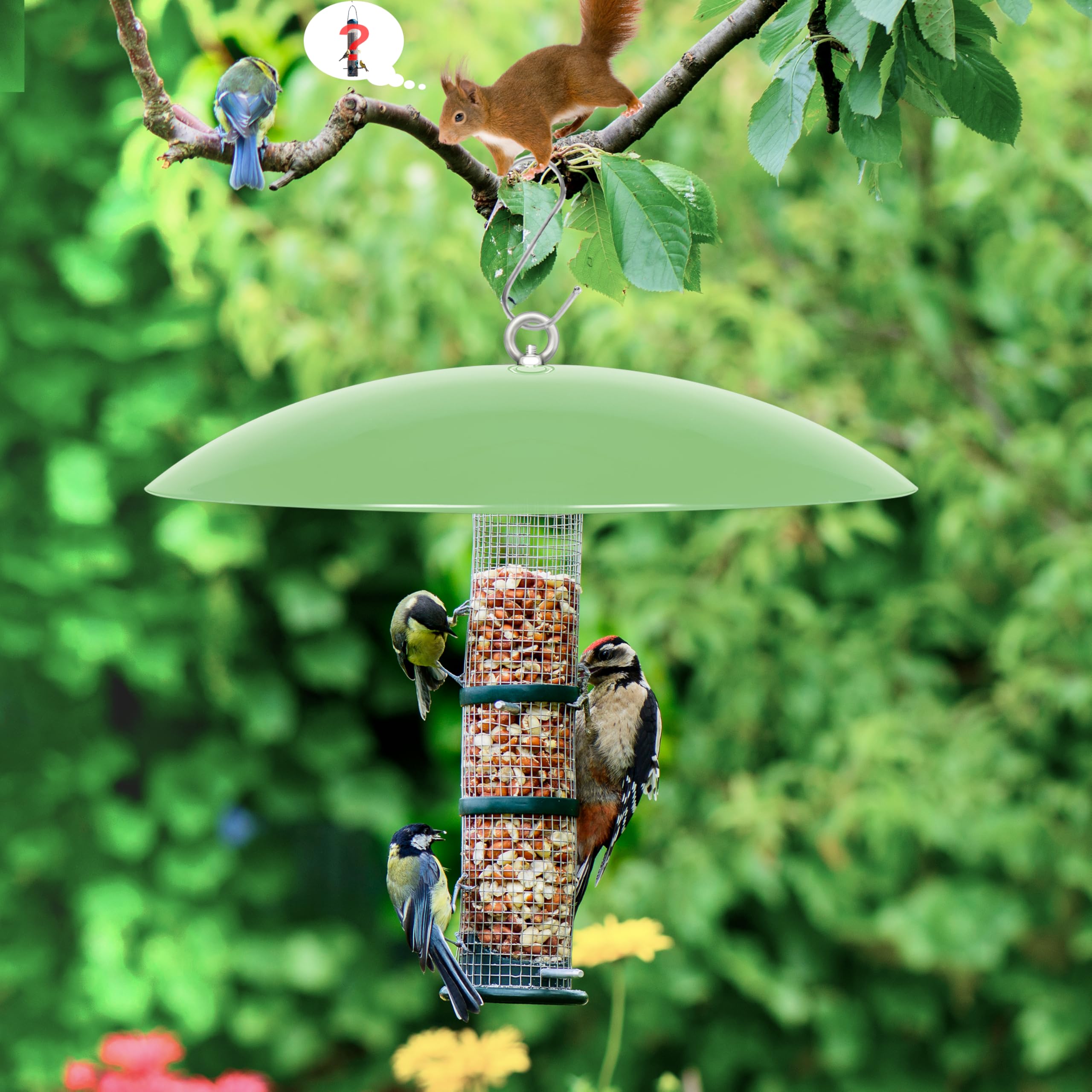 Vogelfutterstation, Regenschutz, Kolibri-Futterstation, Schattenabdeckung, hängendes Eichhörnchen-Leitblech für Vogelfutterstangen, Hellgrün, 33 cm, 4 Stück