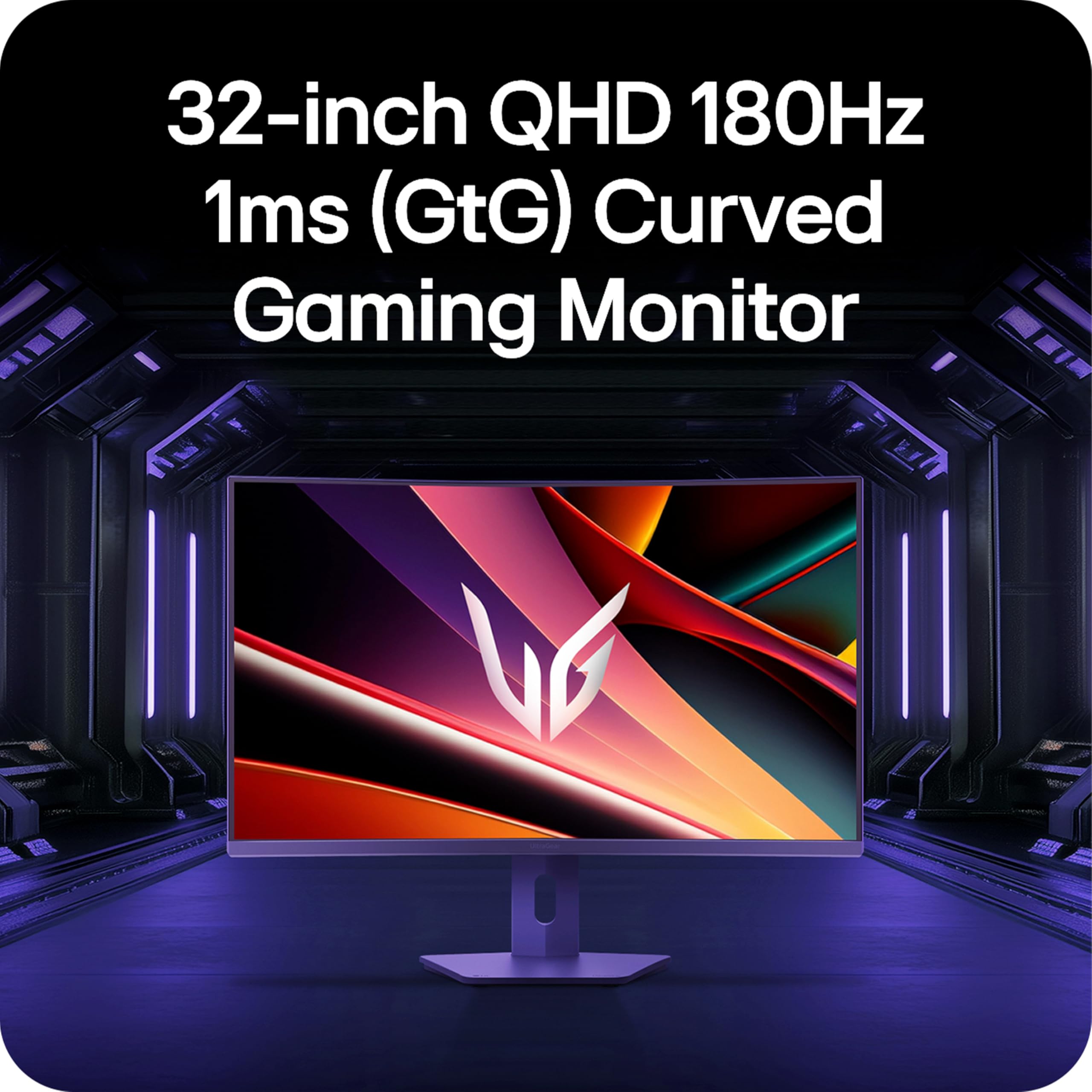 LG Ultragear G6 32G60ZA Moniteur de Jeu (excl.) – QHD incurvé 1440p, 32", 180 Hz, 1 ms GtG, FreeSync, HDR10, écran Multi-réglable, HDMI, DP1.4, Noir