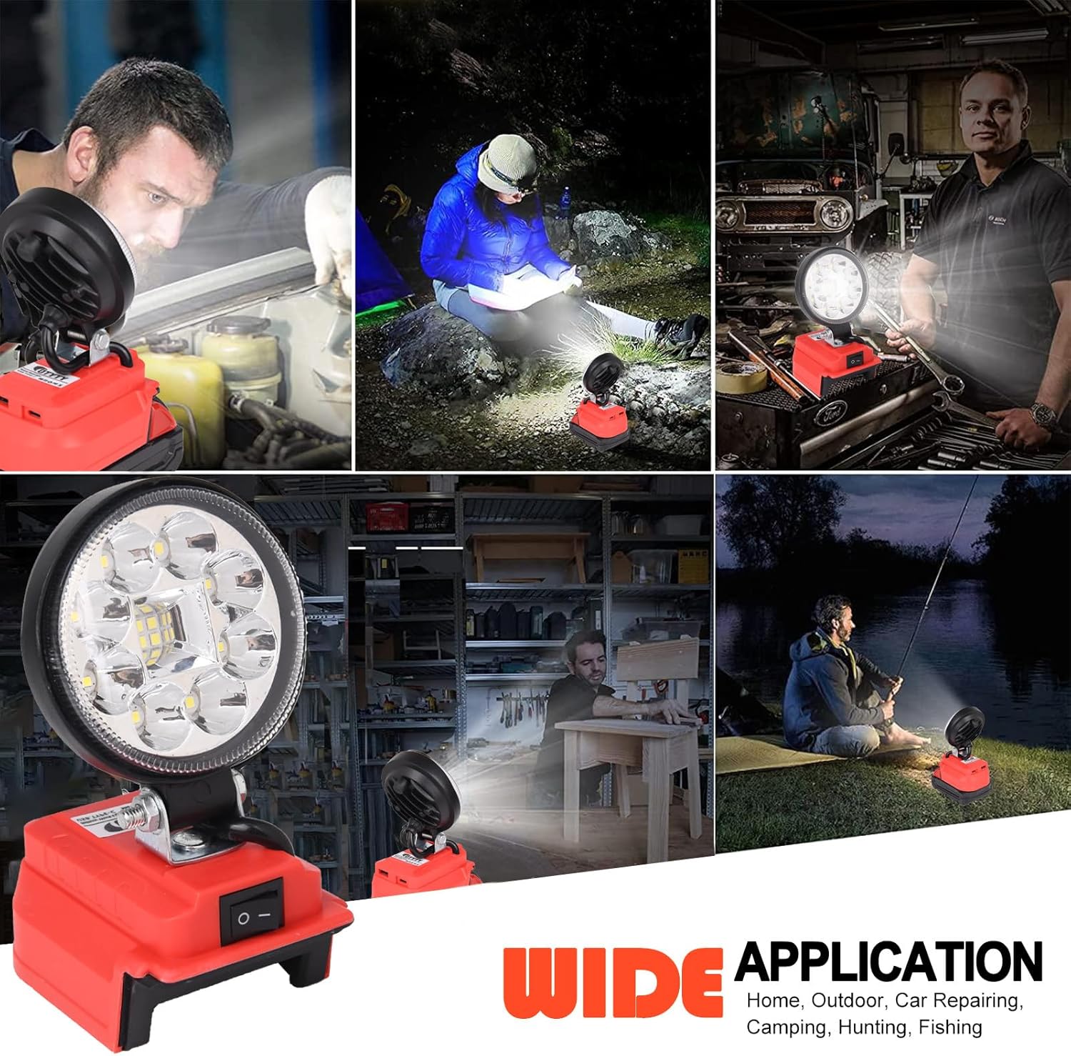 OTYTY LED Work Light for Milwaukee m18 18v Battery 36W 3600LM Cordless Flood Light Portable Flashlight with USB & Type-C Charging Port 2 Pack