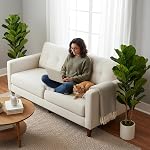 HOMCOM 4FT Artificial Fiddle Leaf Fig Tree Set of 2 with Solid Wood Trunks, Lifelike Fake Tree with 45 Leaves in Pot for Indoor Living Room Office Home Decor, Green