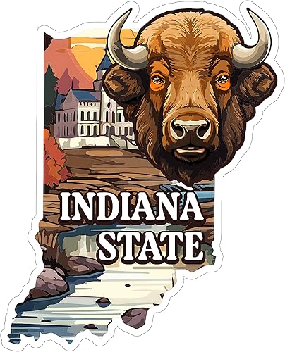 Calcomanía de recuerdo de viaje del estado de Indiana, vinilo pequeño impermeable para botella de agua, taza, libro de pasaportes, cuaderno de