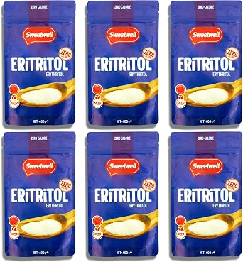 Sweetwell Erythritol Natural Powder Sweetener 400 Gr x 6 Pieces Zero Calories Keto Diet Erythritol