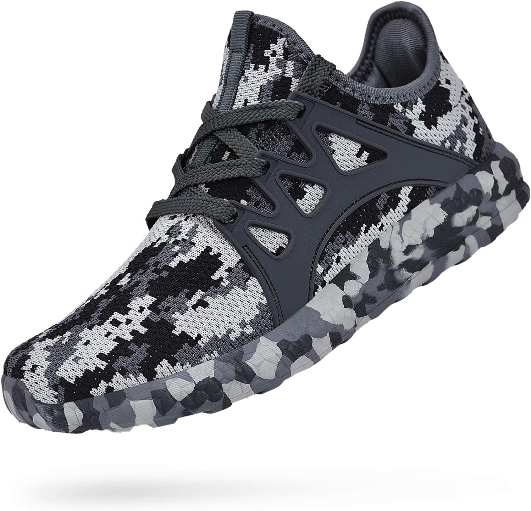 Women's Tennis Shoes Non Slip Running Shoes Athletic Breathable Lightweight Gym Sneaker Camouflage Grey 6