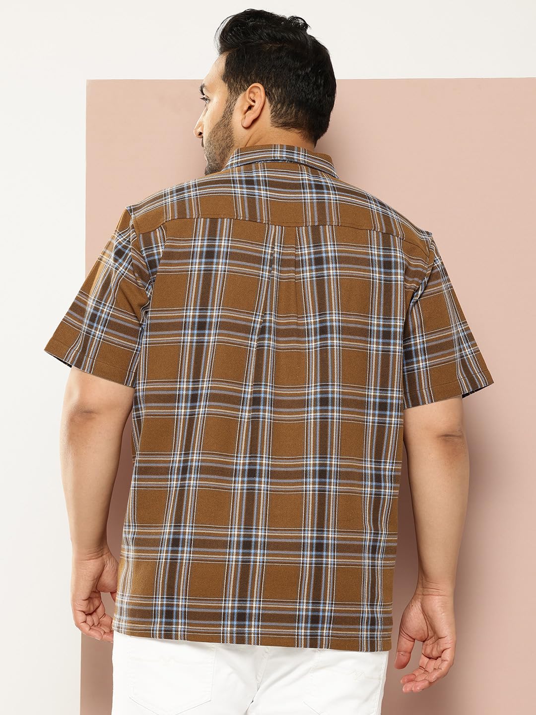 Thomas Scott Hombre | Talla grande | Estampado a cuadros | Tejido de algodón | Camisa - Ajuste regular | Manga corta