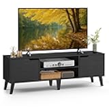 VASAGLE TV Stand for 65-Inch TVs, Entertainment Center with Adjustable Shelf, 58-Inch Long Media Console Table, Transitional Style, for Living Room, Bedroom, Ebony Black ULTV556B01