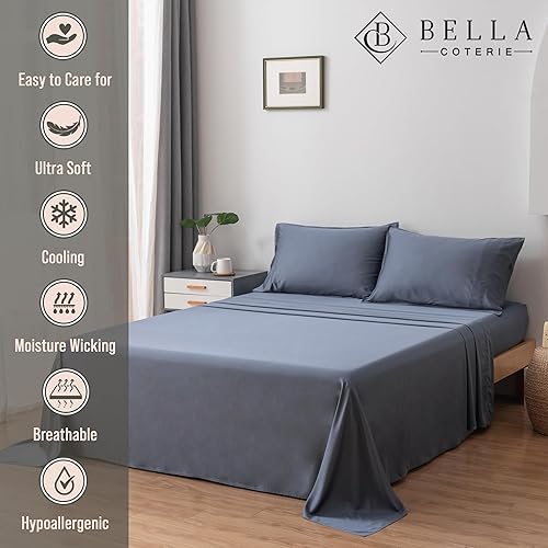 Miniatura 3 de Bella Coterie - Juego de sábanas de lujo de viscosa de bambú para cama tamaño split king  2 sábanas ajustadas para camas Sleep Number y ajustables
