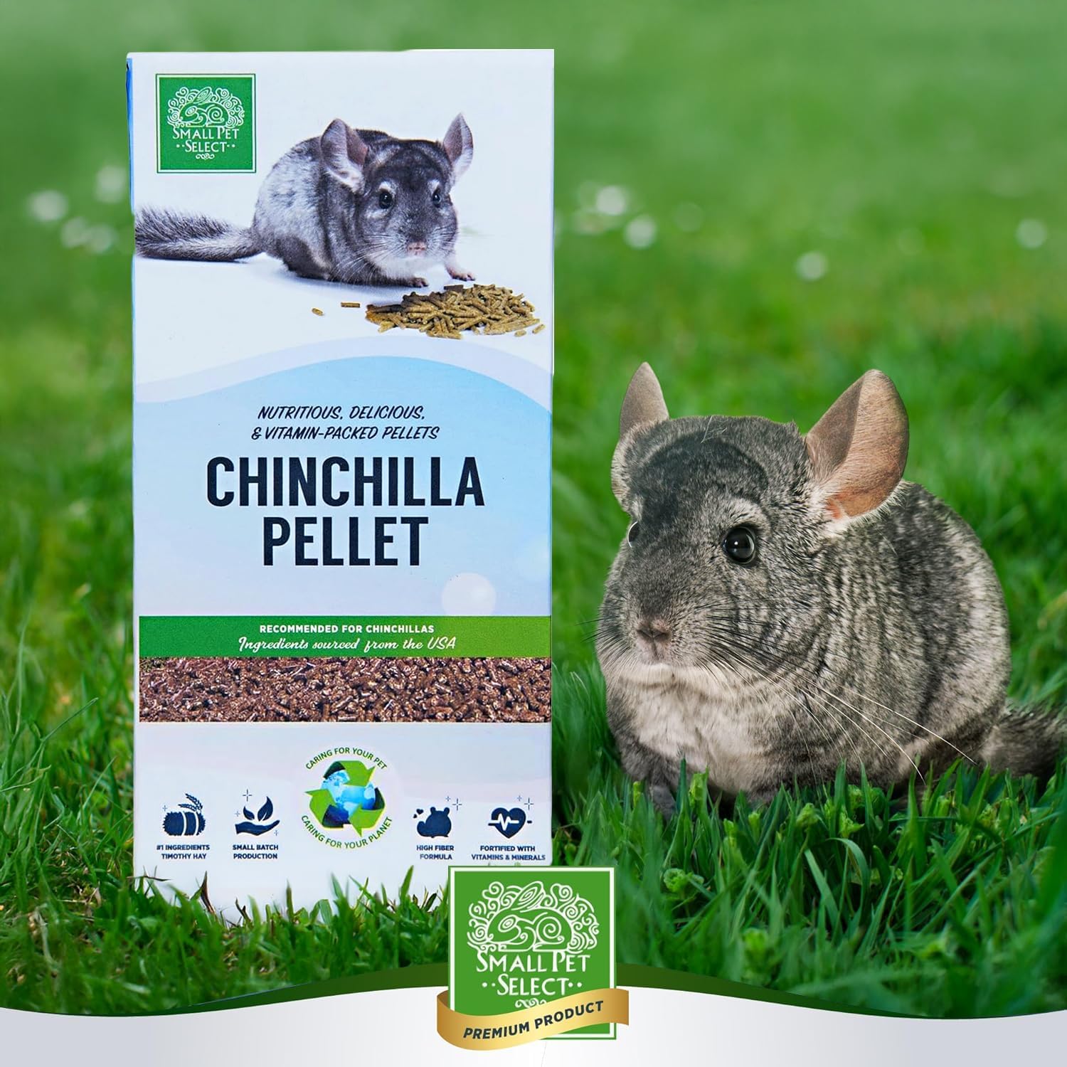 Small Pet Select - Chinchilla Pellet Food, 10lb (Two Pack, 5lb)