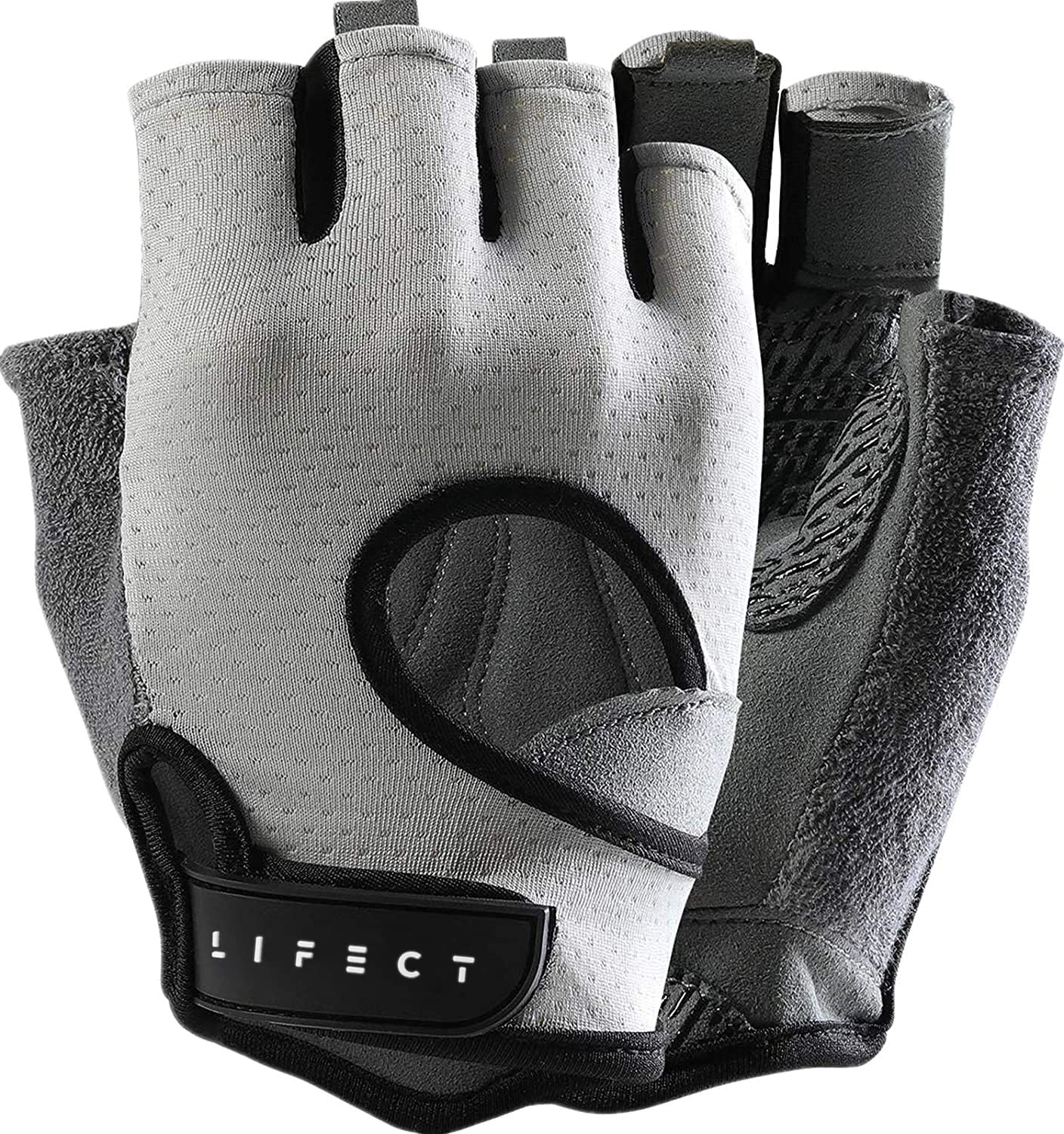 LIFECT Freedom Workout Gloves, Knuckle Weight Lifting Shorty Fingerless Gloves with Curved Open Back, for Powerlifting, Gym, Women and Men