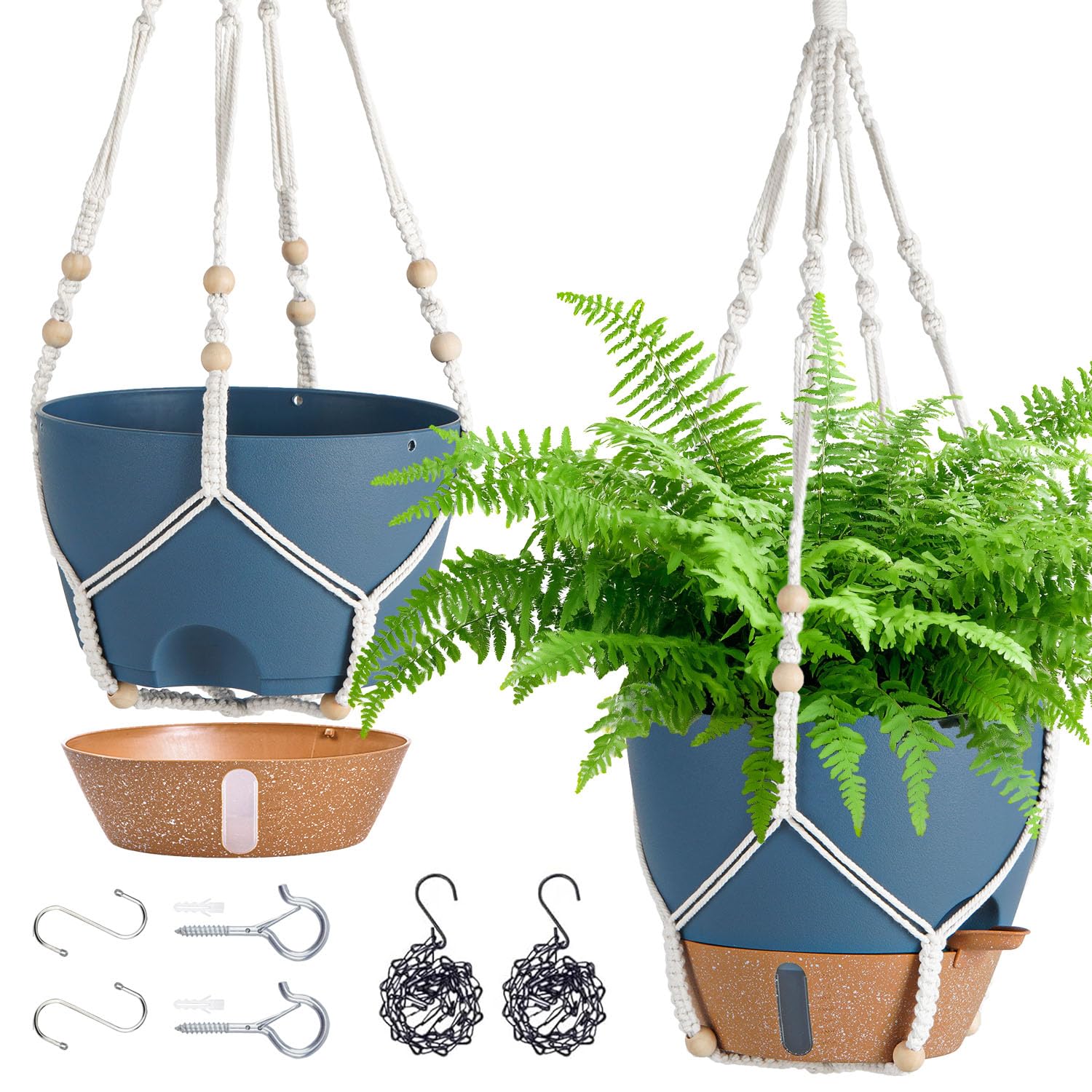 Amazon.com: Fielda Hanging Planter Self Watering 10 Inch, 2 Pack Hanging  Baskets for Plants, Hanging Flower Pots with Drainage Hole & 2 Kinds of  Plant Hangers for Garden Home Decor (Navy Blue,