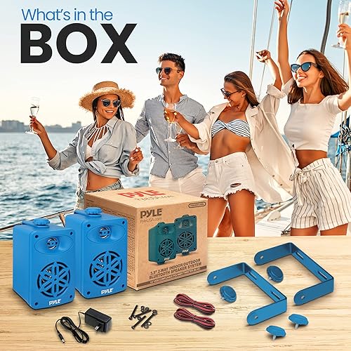 Vista 85 de PyleUsa Par de altavoces Bluetooth para interiores y exteriores, 200 W, doble impermeable, 3.5 pulgadas, sistema de rango completo de 2 vías con Rojo