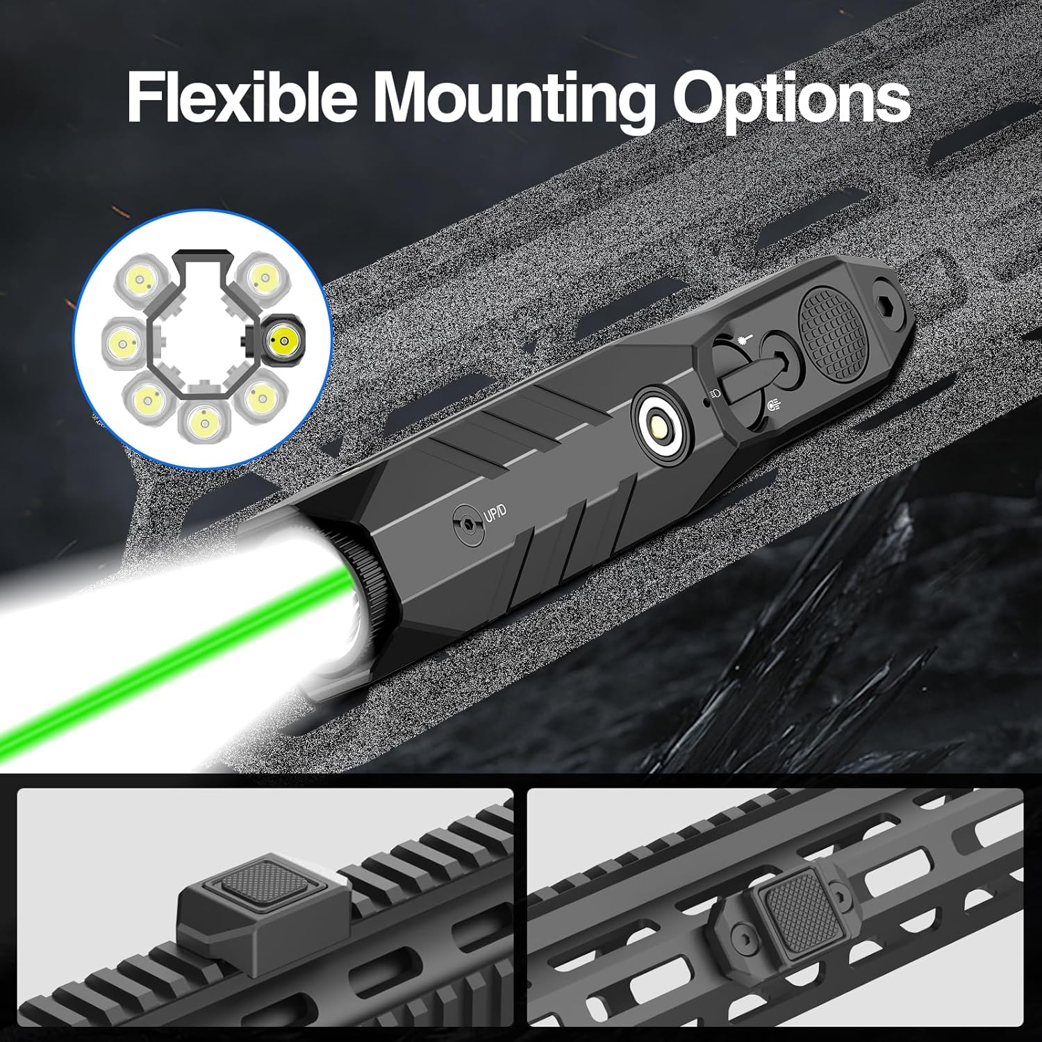DARKFANG Mlok Laser Light Combo and Magnetic Charging Cable Bundle
