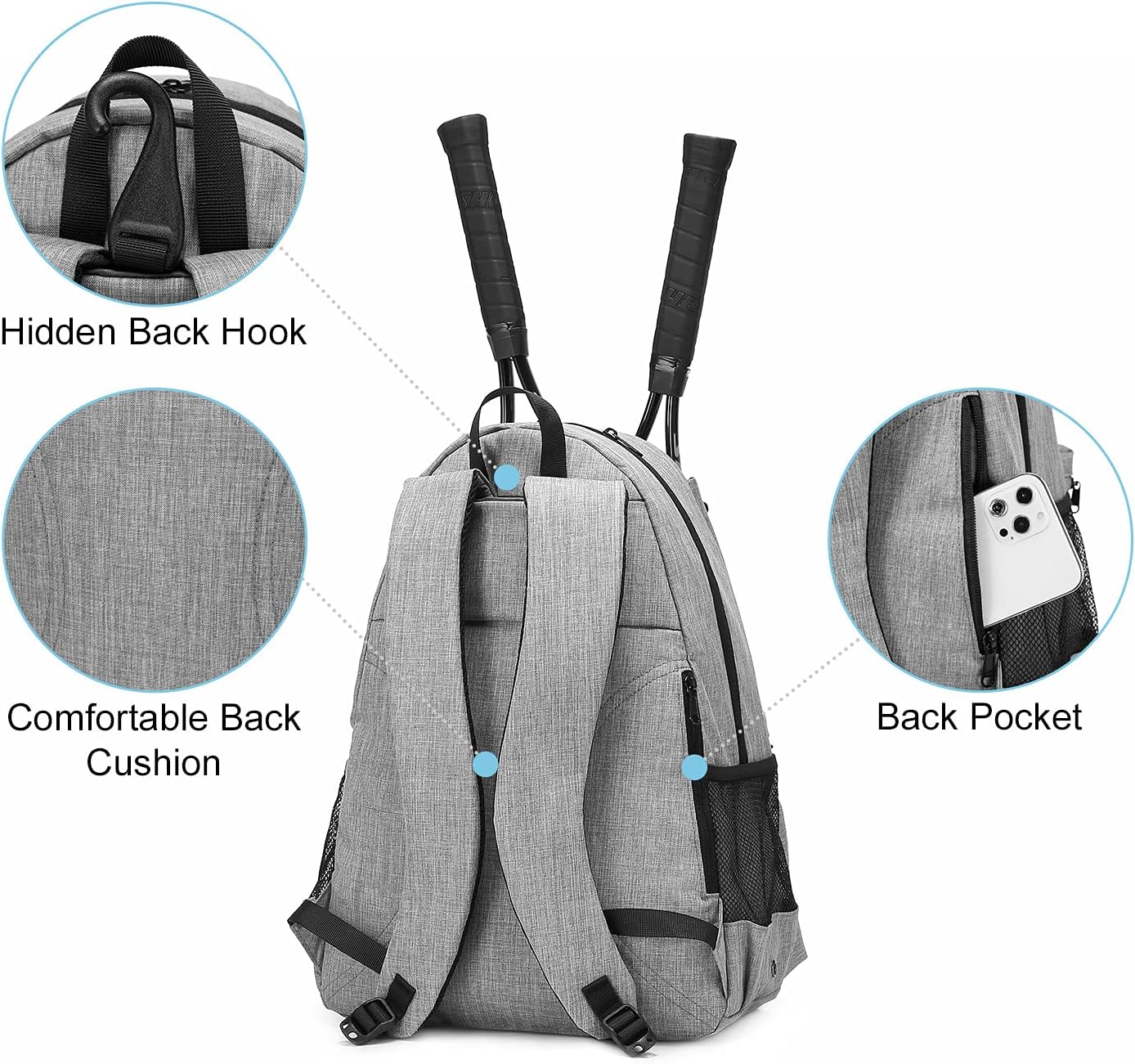 Sucipi Tennis Bag Professional Tennis Backpack for Men and Women Racket Bags Holds 2 Rackets with Ventilated Shoe Compartment : Sports & Outdoors