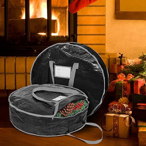 Miniatura 4 de ProPik Bolsa de almacenamiento para corona de Navidad de 30 pulgadas, contenedor navideño con material resistente a desgarros, con asas resistentes