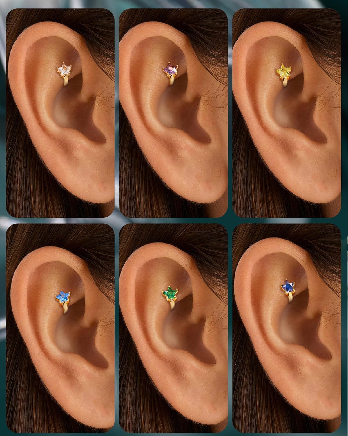 COCHARM 20G Star Rook Piercing Jewelry Huggie Rook Earring Gold Plated Lobe Earrings 6/8MM Helix Piercing Jewelry - Image 2