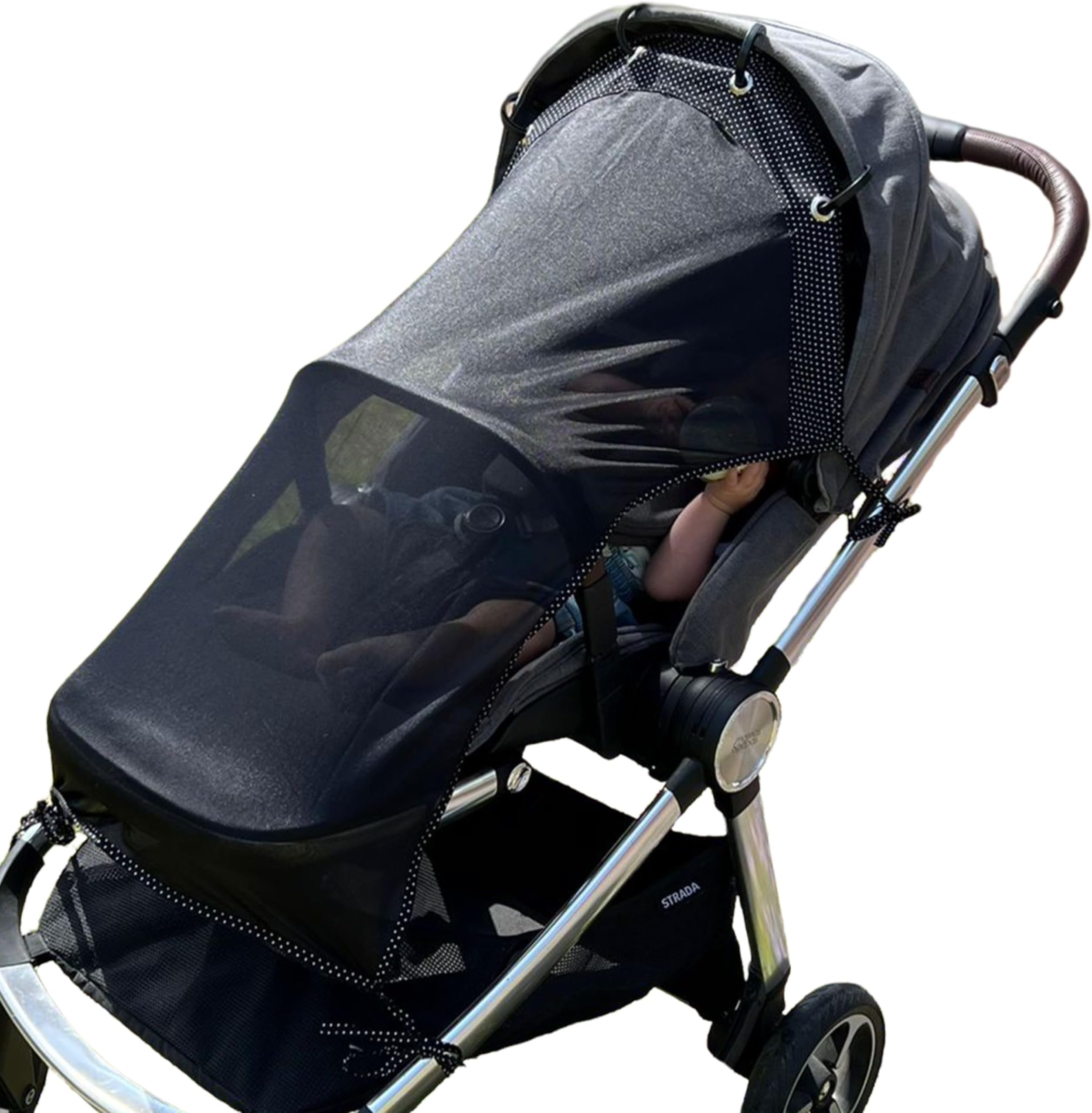 Stroller Sun Shade - Universal UV Protection Cover for Strollers Sunshade with See Through, Clip-On Sun Blocker, Sun Shield for Baby, Breathable Adjustable Fit, Full Coverage, Large
