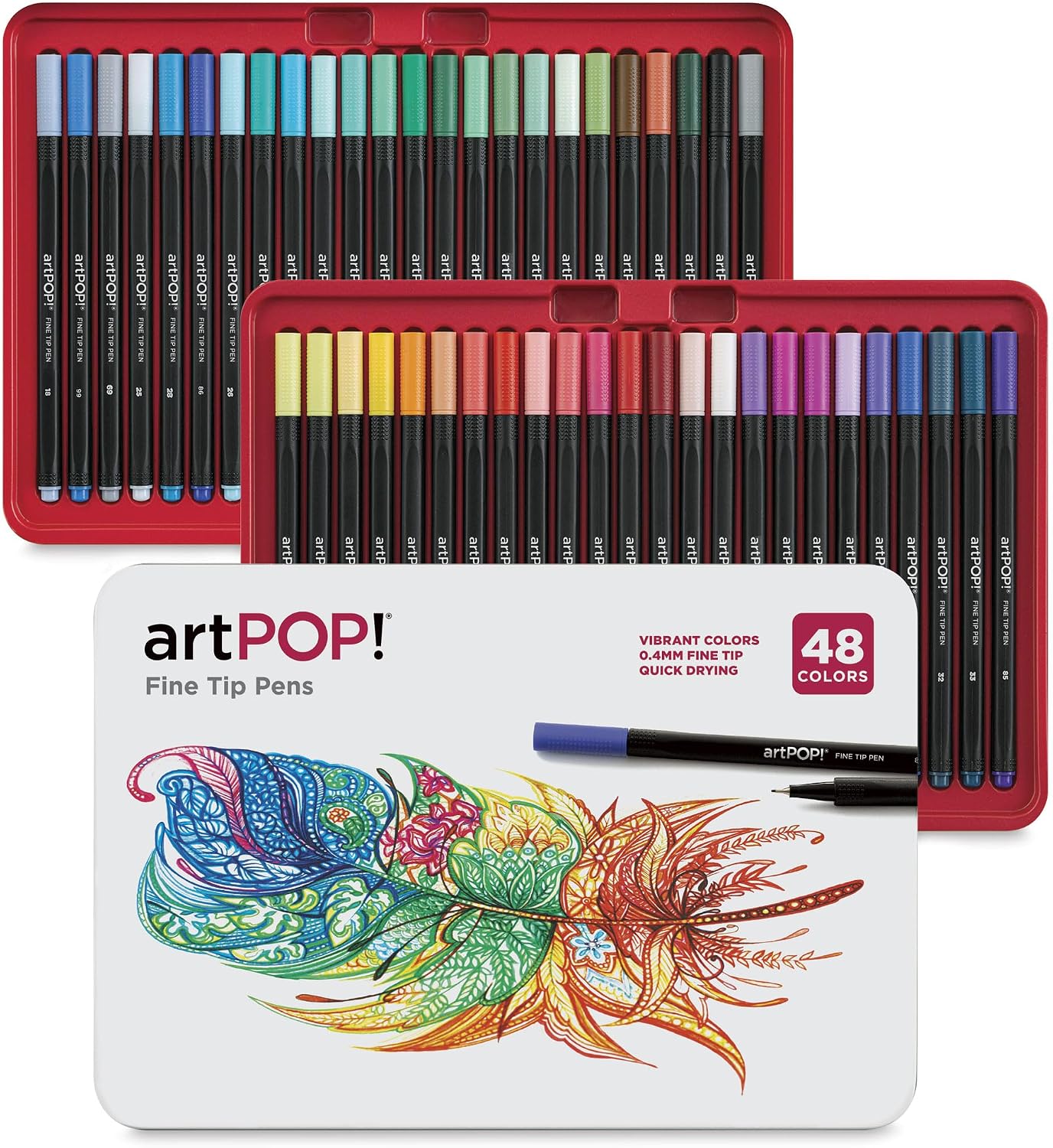 artPOP! Fine Tip Pens, Set of 48, Colored Fine Art Pens for Journals, Drawing, Doodling, Scrapbooks, Sketching, Illustration, Fine Point