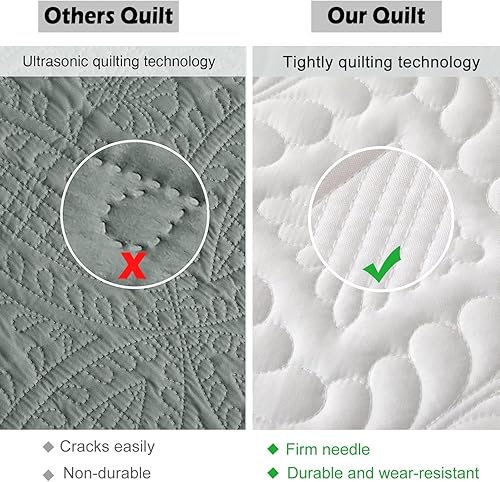 Miniatura 65 de EVENHUG Juego de edredón tamaño King, suave, ligero, gris oscuro, con 2 fundas de almohada, cubrecama reversible para todas las estaciones, 3 piezas