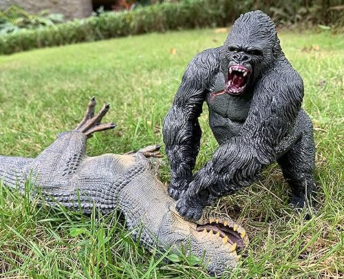 Miniatura 5 de Higherbros King Kong Toys - Figura de acción de gorila de pie, modo de lucha de gorila, mono gorila, figuras sólidas de animales salvajes para