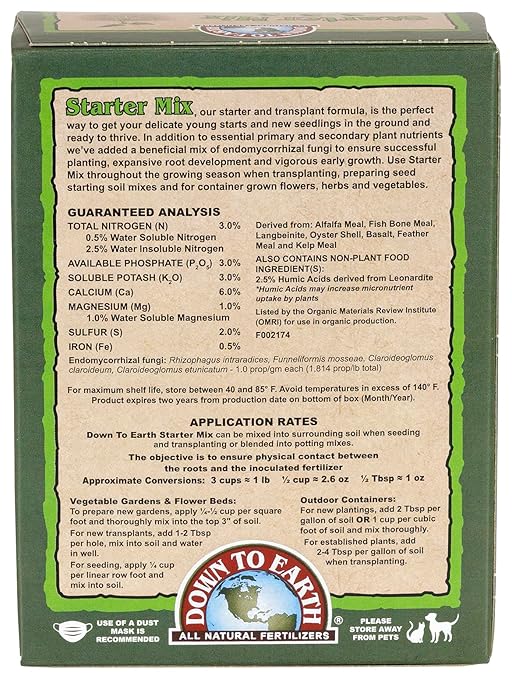 Fertilizante Orgánico Down To Earth Starter Mix 3-3-3 1 lb miniatura 2
