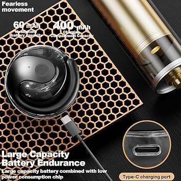 NEW Ultra Bone Conduction Earphones Open Earbuds with Immersive Audio Clear Call,Wireless Bluetooth Ear buds Stable Fit,Robust Bass,Sweat-Proof Sport Open-Ear Headphones with Mic,48H Playtime (Black)