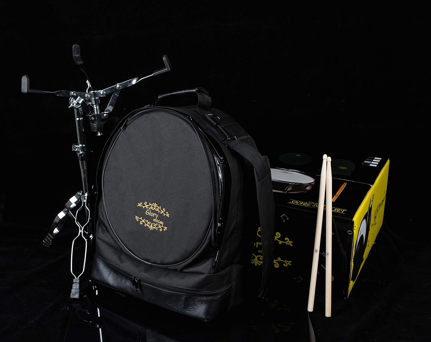 Glory Snare Drum Set With Case, Snare Drum Stand, Sticks, Practice Pad and Strap, for Beginners and Students,-Blue