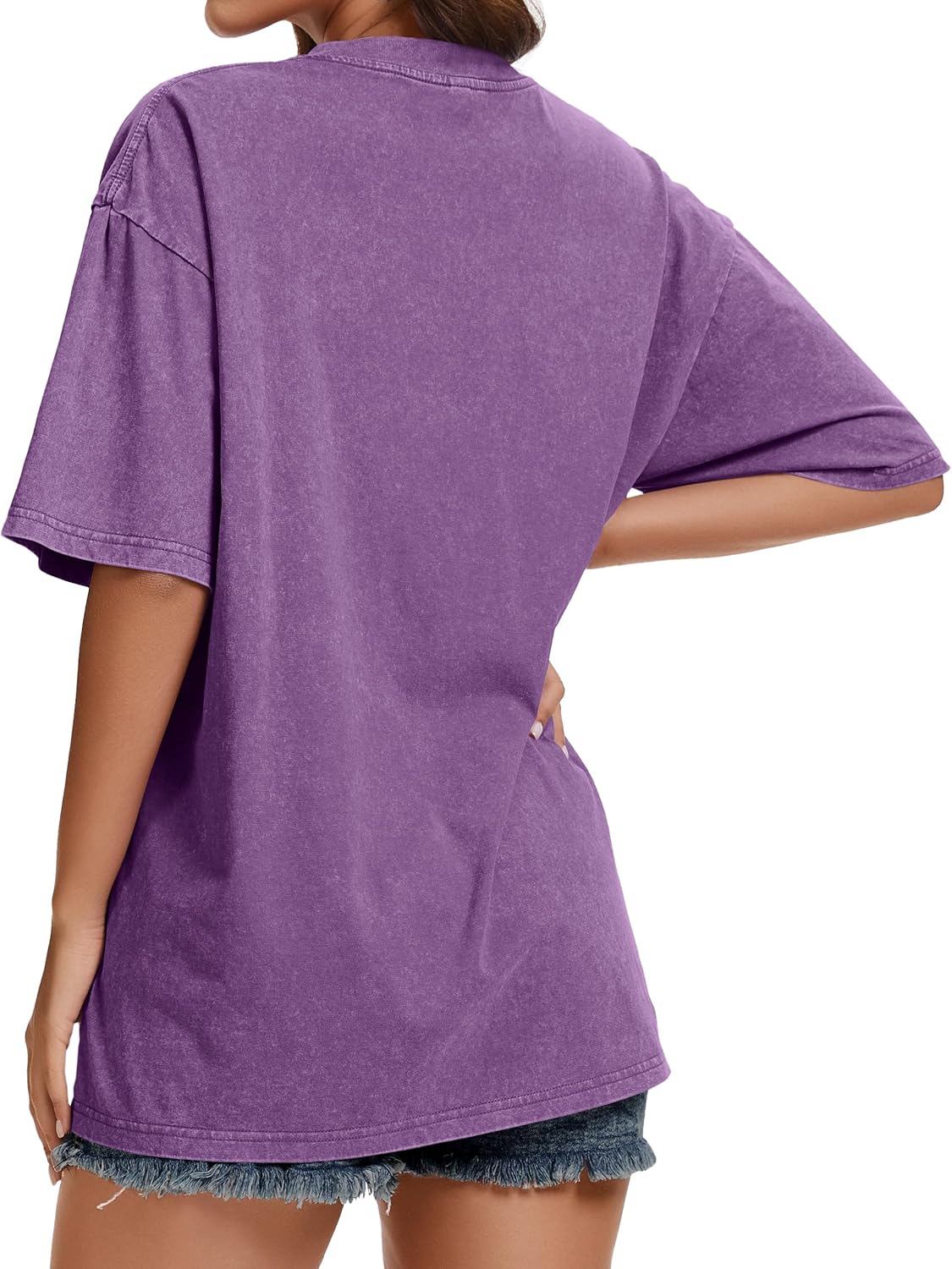 rosemia Oversized Tshirts for Women Acid Wash Short Sleeve Cotton Shirts Vintage Baggy Tops - Image 7