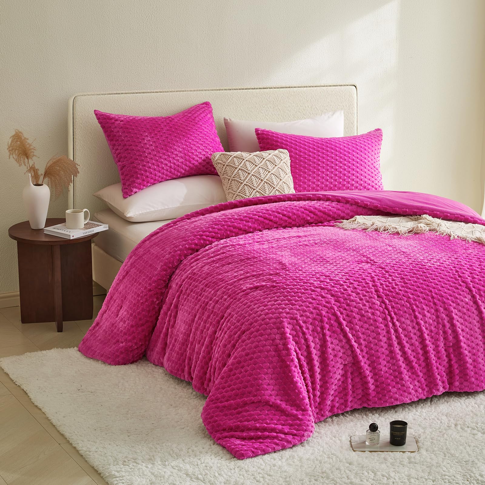 Petrichor Fluffy King Comforter Set - Pink Flannel -7