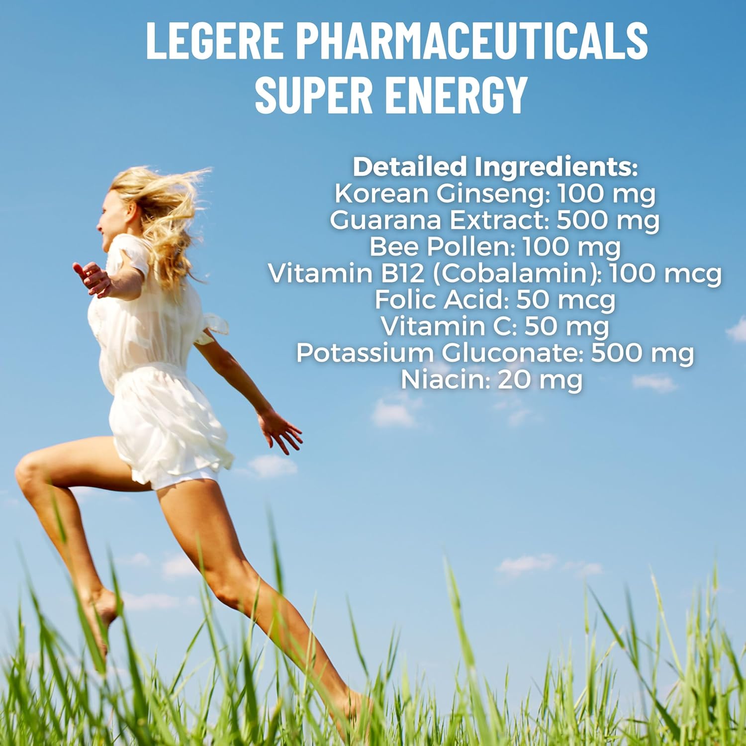 Super Energy - Guarana, Korean Ginseng Natural - 60 Tablets