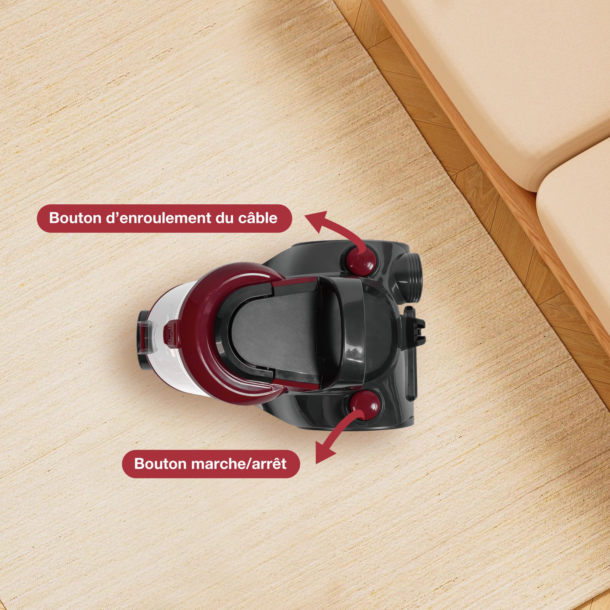 Akitas C10P Aspirateur sans Sac 900 W – Brosse sols durs Wessel Werk D320 Allemande en Poils naturels 32 cm, idéal pour parquet, stratifié et carrelage
