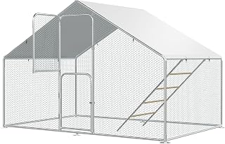 UDPATIO Large Metal Chicken Coop Walk in, Outdoor Heavy Duty Chickens Pen Run w/Cover for 10-15 Chickens - Predator Proof Poultry House