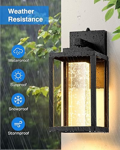 Miniatura 4 de VIANIS Accesorios de iluminación exterior negros para montaje de pared para casa, paquete de 2 luces de porche al aire libre del atardecer al