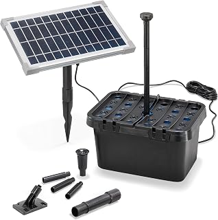 Esotec Solar Teichfilter Starter 8/380, Solar Unterwasserfilter Set mit 380 l/h Teichpumpe, 8Wp Solarmodul, Teichfilter Komplettset bis 1000L, 100900