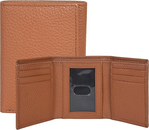 ESTALON Slim RFID Wallets for Men - Genuine Leather Front Pocket Trifold Wallet